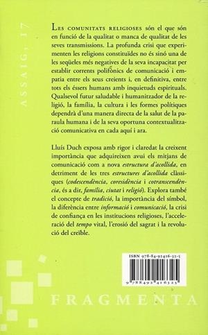 Religió i comunicació | 9788492416325 | Duch, Lluís | Llibres.cat | Llibreria online en català | La Impossible Llibreters Barcelona