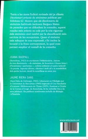 Diccionari pràctic de sinònims | 9788415192220 | Riera Eures, Manuel / Raspall i Juanola, Joana | Llibres.cat | Llibreria online en català | La Impossible Llibreters Barcelona