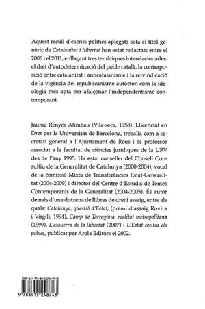 Catalanitat i llibertat. Escrits polítics 2006-2011 | 9788415248743 | Renyer Alimbau, Jaume | Llibres.cat | Llibreria online en català | La Impossible Llibreters Barcelona