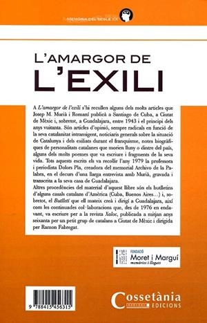 L'amargor de l'exili | 9788415456315 | Murià i Romaní, Josep M. | Llibres.cat | Llibreria online en català | La Impossible Llibreters Barcelona