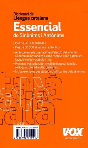 Diccionari essencial de sinònims i antònims | 9788499740447 | Diversos | Llibres.cat | Llibreria online en català | La Impossible Llibreters Barcelona