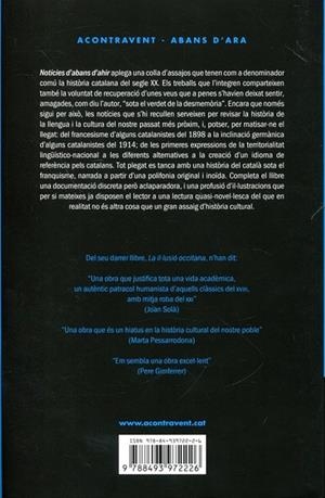 Notícies d'abans d'ahir. Llengua i cultura catalanes al segle XX | 9788493972226 | Rafanell, August | Llibres.cat | Llibreria online en català | La Impossible Llibreters Barcelona