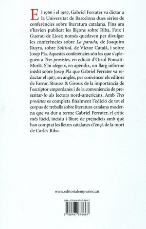 Tres prosistes. Joaquim Ruyra, Víctor Català i Josep Pla | 9788497876667 | Ferrater, Gabriel | Llibres.cat | Llibreria online en català | La Impossible Llibreters Barcelona