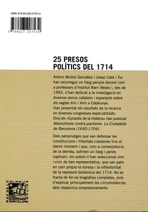 25 Presos polítics del 1714 | 9788423207534 | Muñoz, Antoni; Catà, Josep | Llibres.cat | Llibreria online en català | La Impossible Llibreters Barcelona