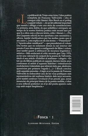 Temps sense treva (Obra poètica completa) | 9788492562473 | Vallverdú, Francesc | Llibres.cat | Llibreria online en català | La Impossible Llibreters Barcelona