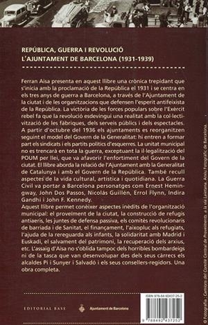 L'ajuntament de Barcelona. República, guerra i revolució (1931-1939) | 9788492437252 | Aisa i Pàmpols, Ferran | Llibres.cat | Llibreria online en català | La Impossible Llibreters Barcelona