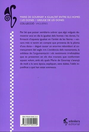 Igualtat entre els homes i les dones. Greuge de les dones | 9788492405220 | Gournay, Marie de | Llibres.cat | Llibreria online en català | La Impossible Llibreters Barcelona