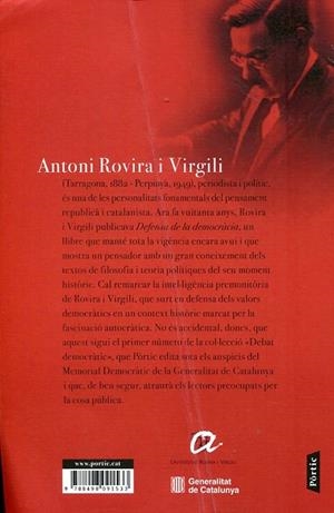 Defensa de la democràcia | 9788498091533 | Rovira i Virgili, Antoni | Llibres.cat | Llibreria online en català | La Impossible Llibreters Barcelona