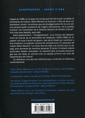 Crònica política del Departament de Cultura (1980-1988) | 9788493779528 | Manent, Albert | Llibres.cat | Llibreria online en català | La Impossible Llibreters Barcelona