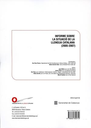 INFORME SOBRE LA SITUACIO DE LA LLENGUA CATALANA (2005-2007) | 9788461302710 | PONS PARERA, EVA / SOROLLA VIDAL, NATXO | Llibres.cat | Llibreria online en català | La Impossible Llibreters Barcelona