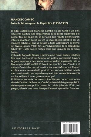 Francesc Cambó. Entre la Monarquia i la República (1930-1932) | 9788485031832 | De Riquer, Borja | Llibres.cat | Llibreria online en català | La Impossible Llibreters Barcelona