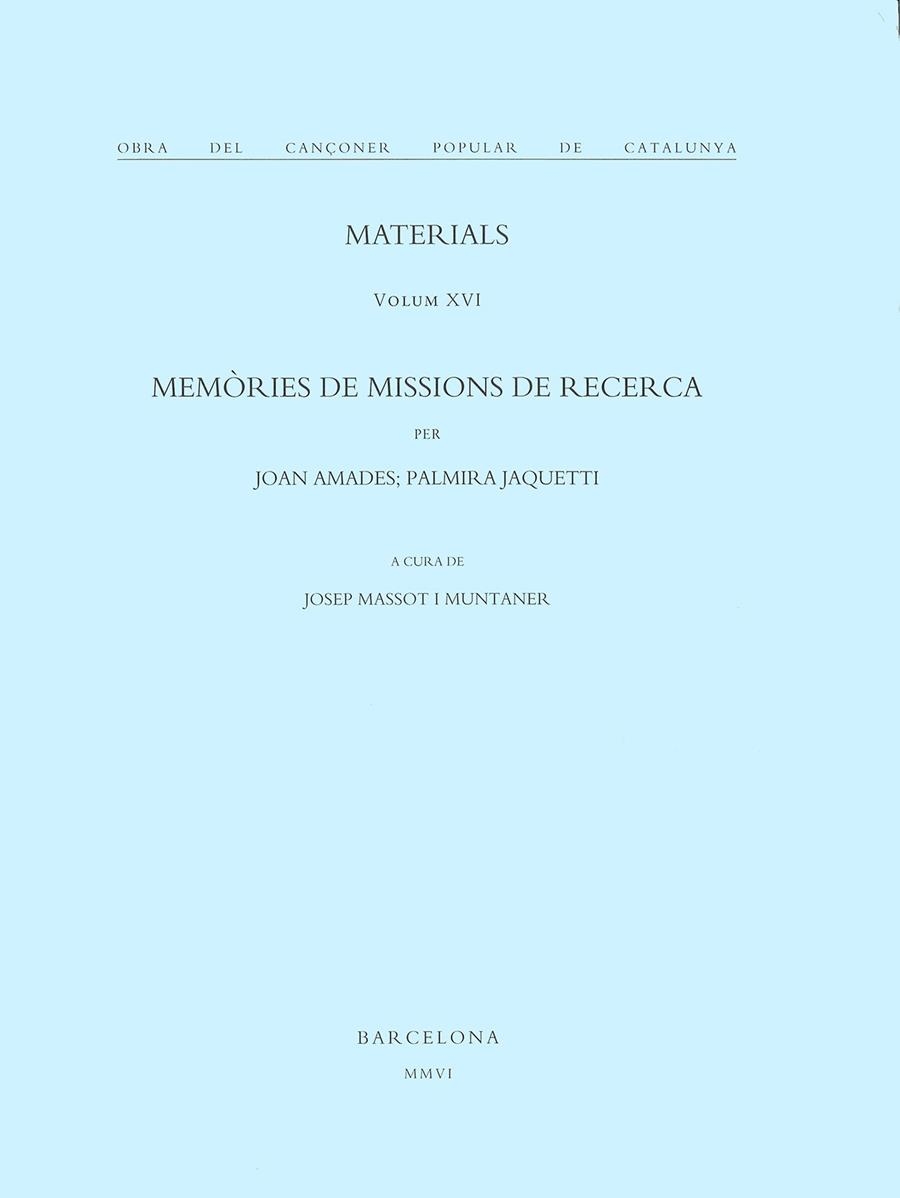 MATERIALS -O.CANCONER POPULAR XVI- | 9788484158578 | MASSOT I MUNTANER, JOSEP | Llibres.cat | Llibreria online en català | La Impossible Llibreters Barcelona