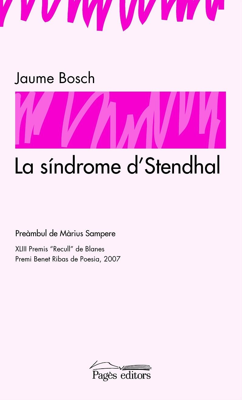 SINDROME D'STENDHAL, LA | 9788497795845 | BOSCH, JAUME | Llibres.cat | Llibreria online en català | La Impossible Llibreters Barcelona