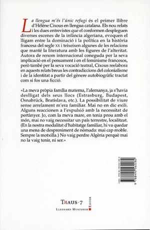 La llengua m'és l'únic refugi | 9788492562282 | Cixous, Hélène | Llibres.cat | Llibreria online en català | La Impossible Llibreters Barcelona