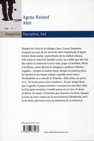 Ahir | 9788497874038 | Kristof, Agota | Llibres.cat | Llibreria online en català | La Impossible Llibreters Barcelona