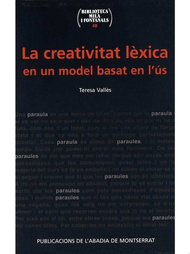 La creativitat lèxica en un model basat en l'ús | 9788484156758 | Vallès i Avià, Teresa | Llibres.cat | Llibreria online en català | La Impossible Llibreters Barcelona