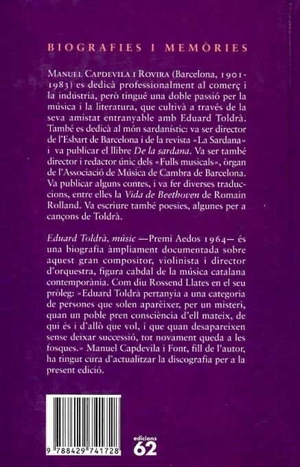 Eduard Toldrà, músic | 9788429741728 | Capdevila, Manuel | Llibres.cat | Llibreria online en català | La Impossible Llibreters Barcelona