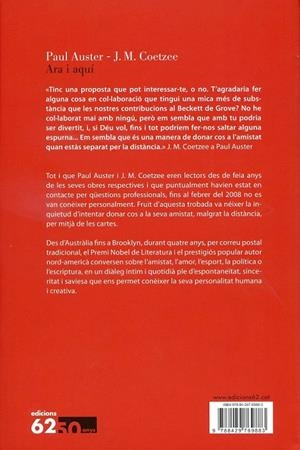 Ara i aquí. Cartes Paul Auster i J. M. Coetzee (2008-2011) | 9788429769883 | Coetzee, John Maxwell / Auster, Paul | Llibres.cat | Llibreria online en català | La Impossible Llibreters Barcelona