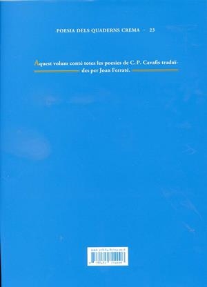 Les poesies de C. P. Cavafis | 9788485704996 | Ferraté, Joan | Llibres.cat | Llibreria online en català | La Impossible Llibreters Barcelona