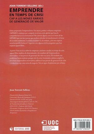 Emprendre en temps de crisi | 9788490298404 | Torrent i Sellens, Joan;Fitó Bertran, Àngels;Jiménez-Zarco, Ana Isabel;Ficapal Cusí, Pilar;Lamolla C | Llibres.cat | Llibreria online en català | La Impossible Llibreters Barcelona