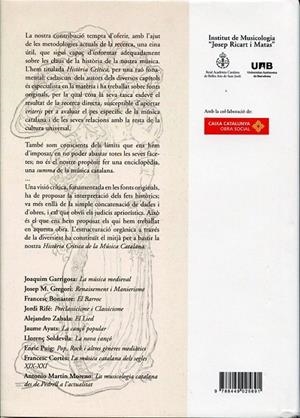 Història Crítica de la Música Catalana | 9788449025891 | Bonastre, Francesc;Cortés, Francesc (Coordinadors) | Llibres.cat | Llibreria online en català | La Impossible Llibreters Barcelona