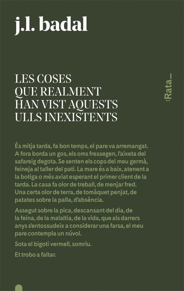 Les coses que realment han vist aquests ulls inexistents | 9788416738144 | j.l. badal | Llibres.cat | Llibreria online en català | La Impossible Llibreters Barcelona